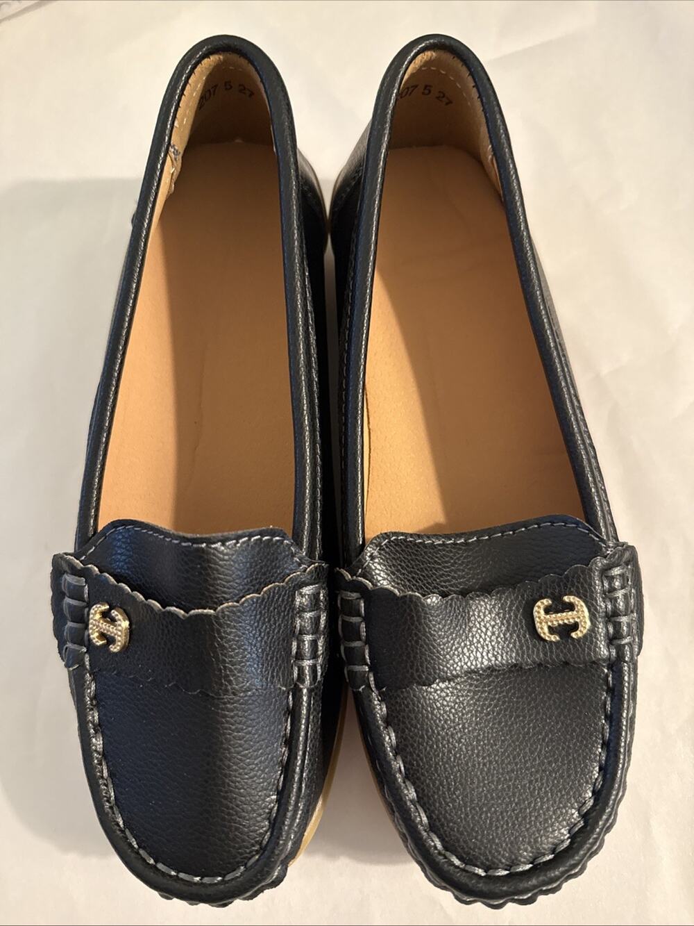 Ladies Faux Leather Black Loafers Size EU 35